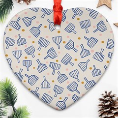 Glass Polka Circle Blue Ornament (heart)