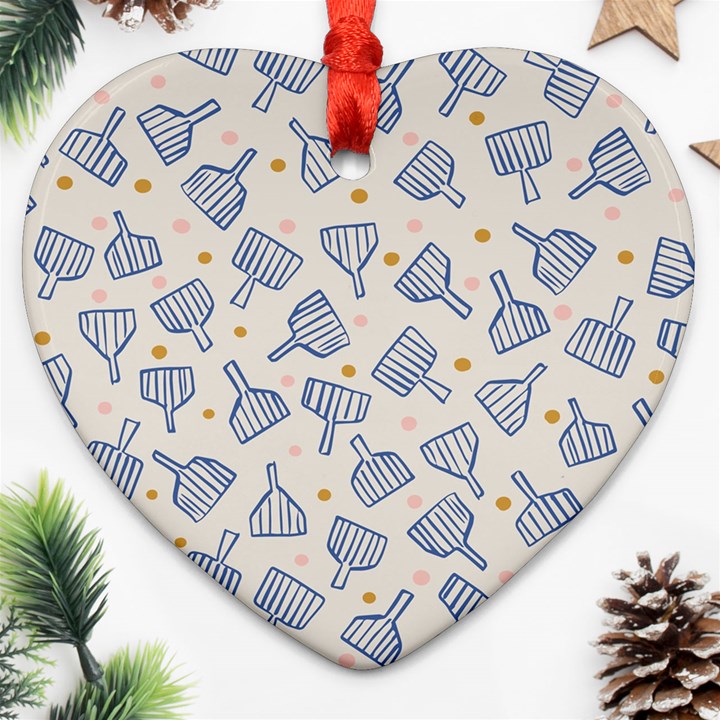 Glass Polka Circle Blue Ornament (Heart)