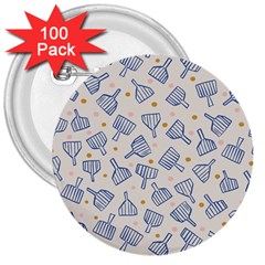 Glass Polka Circle Blue 3  Buttons (100 Pack)  by Mariart