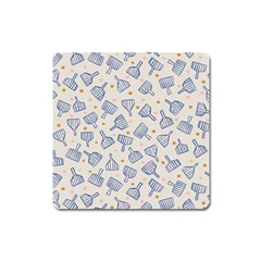 Glass Polka Circle Blue Square Magnet