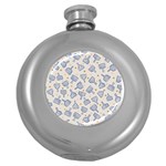 Glass Polka Circle Blue Round Hip Flask (5 oz) Front