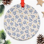 Glass Polka Circle Blue Round Ornament (Two Sides) Back