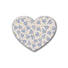 Glass Polka Circle Blue Heart Coaster (4 Pack)  by Mariart