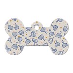 Glass Polka Circle Blue Dog Tag Bone (Two Sides) Front