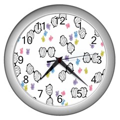 Glasses Bear Cute Doll Animals Wall Clocks (silver) 