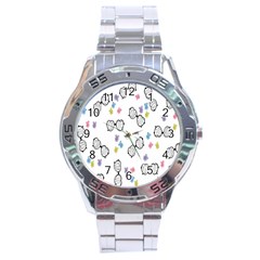 Glasses Bear Cute Doll Animals Stainless Steel Analogue Watch