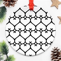 Heart Background Wire Frame Black Wireframe Ornament (round) by Mariart