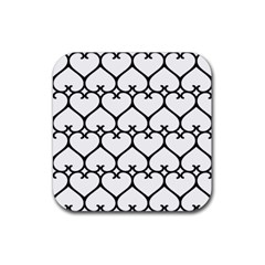 Heart Background Wire Frame Black Wireframe Rubber Coaster (square)  by Mariart