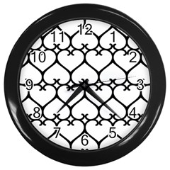 Heart Background Wire Frame Black Wireframe Wall Clocks (black) by Mariart