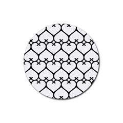 Heart Background Wire Frame Black Wireframe Rubber Round Coaster (4 Pack)  by Mariart