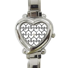 Heart Background Wire Frame Black Wireframe Heart Italian Charm Watch by Mariart