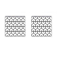 Heart Background Wire Frame Black Wireframe Cufflinks (square) by Mariart