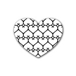 Heart Background Wire Frame Black Wireframe Rubber Coaster (Heart)  Front