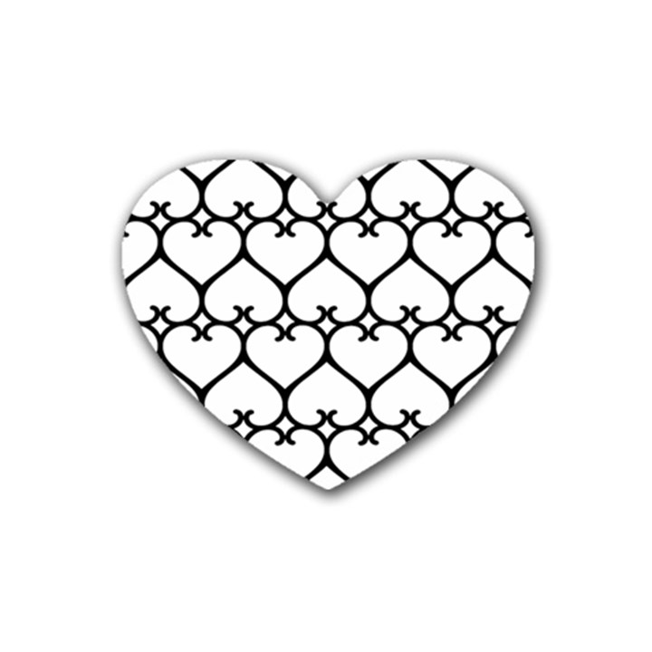 Heart Background Wire Frame Black Wireframe Rubber Coaster (Heart) 