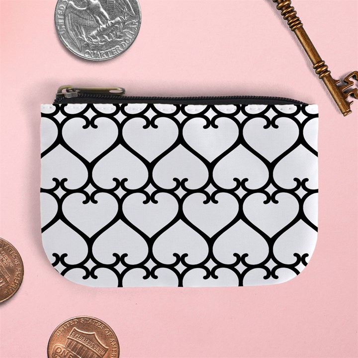 Heart Background Wire Frame Black Wireframe Mini Coin Purses