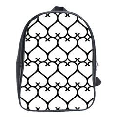 Heart Background Wire Frame Black Wireframe School Bags(large) 