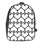 Heart Background Wire Frame Black Wireframe School Bags(Large)  Front