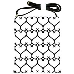 Heart Background Wire Frame Black Wireframe Shoulder Sling Bags by Mariart