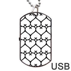 Heart Background Wire Frame Black Wireframe Dog Tag Usb Flash (one Side) by Mariart