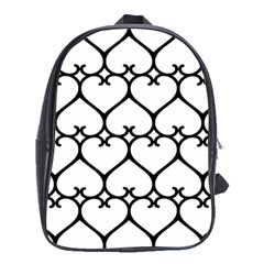 Heart Background Wire Frame Black Wireframe School Bags (xl)  by Mariart