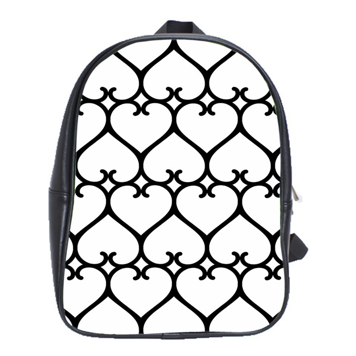 Heart Background Wire Frame Black Wireframe School Bags (XL) 