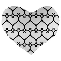 Heart Background Wire Frame Black Wireframe Large 19  Premium Heart Shape Cushions by Mariart