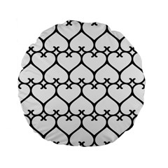 Heart Background Wire Frame Black Wireframe Standard 15  Premium Flano Round Cushions by Mariart