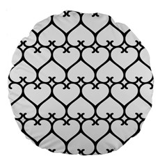 Heart Background Wire Frame Black Wireframe Large 18  Premium Flano Round Cushions by Mariart