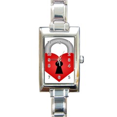 Heart Padlock Red Love Rectangle Italian Charm Watch by Mariart