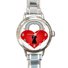 Heart Padlock Red Love Round Italian Charm Watch by Mariart