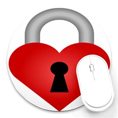 Heart Padlock Red Love Round Mousepads