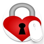 Heart Padlock Red Love Round Mousepads Front