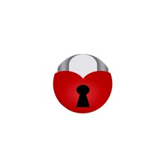 Heart Padlock Red Love 1  Mini Buttons