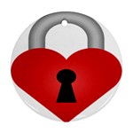 Heart Padlock Red Love Ornament (Round) Front