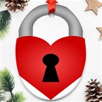 Heart Padlock Red Love Ornament (Oval) Front