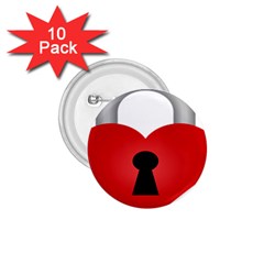 Heart Padlock Red Love 1 75  Buttons (10 Pack) by Mariart