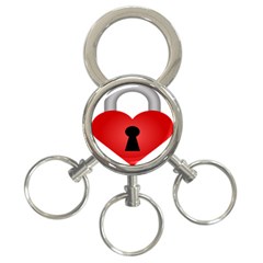 Heart Padlock Red Love 3-ring Key Chains