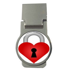 Heart Padlock Red Love Money Clips (round)  by Mariart