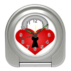 Heart Padlock Red Love Travel Alarm Clocks by Mariart