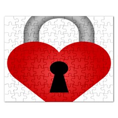 Heart Padlock Red Love Rectangular Jigsaw Puzzl by Mariart