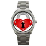 Heart Padlock Red Love Sport Metal Watch Front