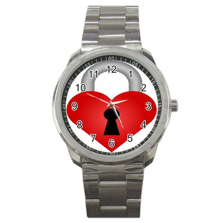 Heart Padlock Red Love Sport Metal Watch