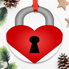 Heart Padlock Red Love Round Ornament (two Sides) by Mariart