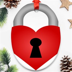 Heart Padlock Red Love Oval Ornament (two Sides) by Mariart