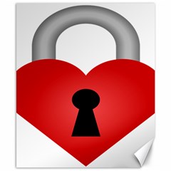 Heart Padlock Red Love Canvas 8  X 10 