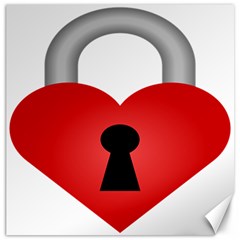 Heart Padlock Red Love Canvas 12  X 12   by Mariart