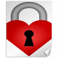 Heart Padlock Red Love Canvas 11  X 14  