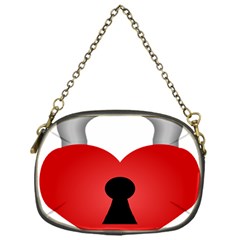 Heart Padlock Red Love Chain Purses (one Side)  by Mariart