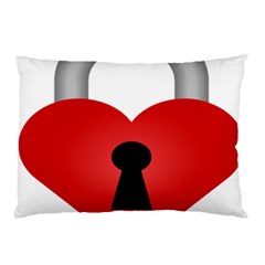 Heart Padlock Red Love Pillow Case by Mariart