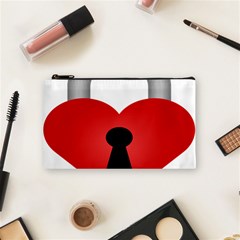 Heart Padlock Red Love Cosmetic Bag (small)  by Mariart